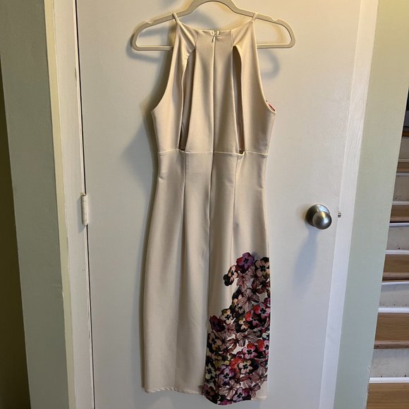 ASOS White and Purple Asymmetrical Halter Sheath Dress - Picture 2 of 4